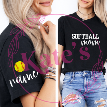 Softball Mama with Sleeve T-Shirt